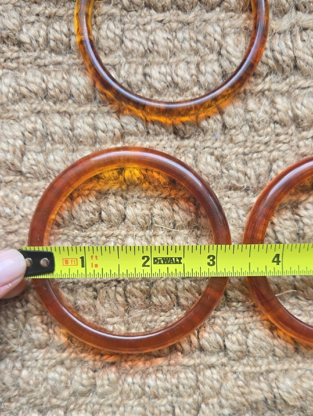 Amber Tortoiseshell Resin Bangle Bracelets - Set of 3 - Picture 4 of 5